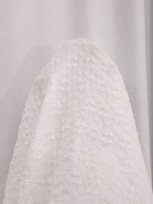 Solflare 春夏新款休闲日常出门派对音乐节返校毕业季度假婚礼适合伴娘穿着高街休闲优雅多场合无袖收腰喇叭短款白色提花编织大码连衣裙 - 白色 - 查看 8