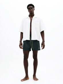 SUMWON Regular Men's Swim Trunks Beach Shorts With Drawstring Elastic Waist Side Pockets Palm Tree Logo Summer Vacation - Green - View 4