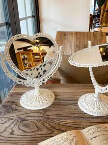 1pc Double-Sided Desktop Makeup Mirror - White - View 2