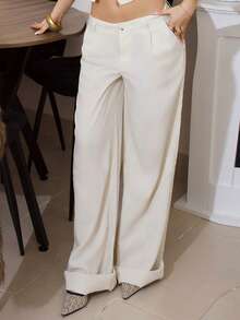 AfricaSnchz 2 件套：领带设计背心和直腿休闲裤 - 杏色 - 查看 4