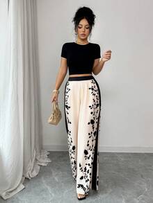Elenzga Women's Fashionable Elegant Casual Printed Loose Pants - Multicolor - View 7