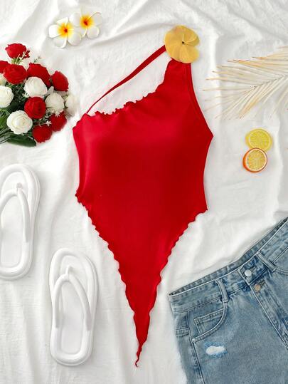 Roelina Women's 3D Floral Decor Asymmetrical Hollow Out Tie Back Camisole