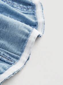 SHEIN MOD 女士时尚百搭牛仔抹胸上衣，适合约会和派对穿着 - 淺色水洗藍 - 查看 3