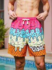 SHEIN Quần bơi in họa tiết kem mùa hè hoạt hình dễ thương cho bé trai, đồ bơi, thường ngày, sinh viên, thoải mái, thời trang, đa năng, mềm mại, thích hợp cho các hoạt động ngoài trời, lễ hội âm nhạc, ngày lễ, kỳ nghỉ ở bãi biển, không khí mùa hè, lễ hội, trang phục xuân/hè - Nhiều màu - Xem 4