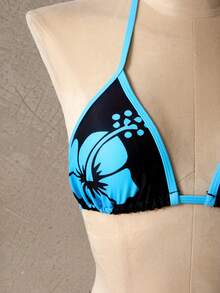 Bellisia Women's Floral Print Halter Tie Sexy Bikini Swimsuit Set, Summer Beach - Multicolor - View 6