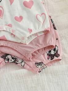 SHEIN 3pcs/Set Newborn Baby Girl Cute Cartoon Pattern Knitted Romper Set, Summer - Multicolor - View 6