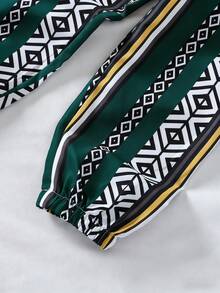 3pcs/Set Young Boys' Abaya Middle Eastern Ramadan Moon Lantern Print T-Shirt, Totem Print Vest And Pants, Interesting And Cultural, Suitable For Ramadan Celebration, Family Gathering, Festival Events Or Daily Wear, Showcasing Boys' Vitality And Personalized