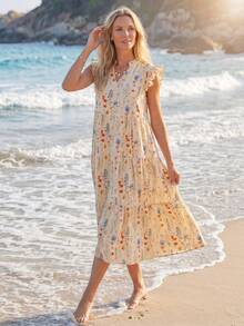 Sylviya Women Casual Floral Print Mini Cap Sleeve Shift Dress Summer Dresses For Women Summer Outfits For Women Vacation Outfits Women Women Clothing Summer Derby Dress,Sun Dresses For Women