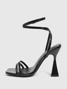 CUCCOO SZL Sandalias de tacón alto con diseño de hebilla y punta cuadrada para uso diario - Negro - Ver 5