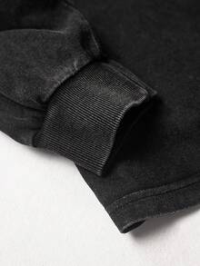 Manfinity EMRG Men's Casual Loose Fit Dropped Shoulder Long Sleeve T-Shirt With Number & Letter Print, Fashionable Street Style For Daily Commute, Spring/Autumn - Black - View 4