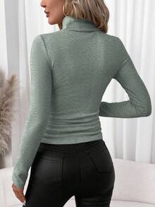 SHEIN Clasi Women's Thick High Neck Undershirt, Versatile For Autumn/Winter - Mint Green - View 2