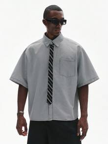 STYNVO 男士休闲短袖衬衫配领带