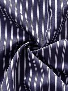 Rustia Lace Patchwork Striped Casual Long Sleeve Tie Front Shirt - Grey - View 3