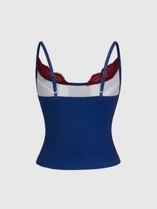 ROMWE Grunge Punk Y2K 英国国旗撞色蕾丝紧身吊带背心 - 彩色 - 查看 2