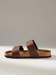 Solecia 女士金属铆钉双带露趾沙滩凉鞋，棕色，适合周末出行 - 棕色 - 查看 3