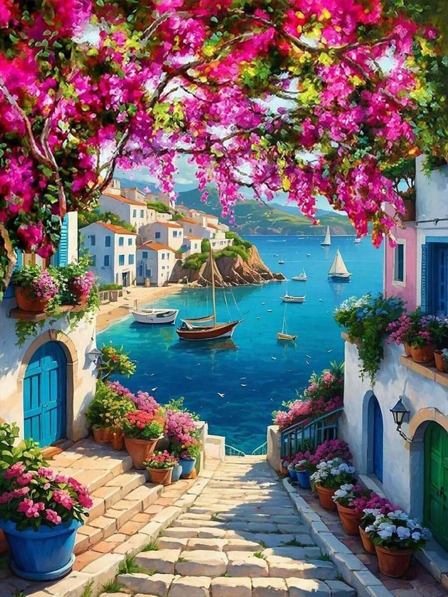 1 Set 30x40cm/11.8x15.7 Inch DIY Diamond Painting Kit, Frameless, Beautiful Scenery, Mixed Colors, Landscape Theme, All Seasons, Suitable For Home Decor, Living Room, Entryway, Bedroom And Lovely Artwork - Multicolor - View 1