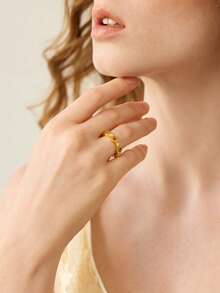 MOTF PREMIUM 18K GOLD PLATED DIAMOND RHOMBUS SINGLE RING - Orange - View 7