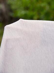 Freevana Áo thun nữ cỡ lớn màu trơn cổ tròn tay ngắn phối ren tương phản kiểu dáng thường ngày - Lạc đà - Xem 8