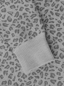 INAWLY 女士休闲豹纹圆领长袖运动衫，秋季 - 灰色 - 查看 3