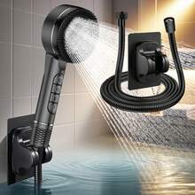 1pc/3pcs High Pressure Shower Head With Filter, Bathroom Handheld Shower Sprayer, Massage Rainfall Showerhead With 1.5m Shower Hose & ABS Holder Set - Black - View 3