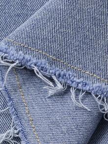 DAZY Women's Casual Washed Frayed Hem Denim Fish Tail Skirt, Spring/Summer - Medium Wash - View 8