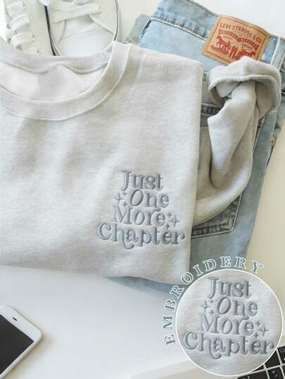 INAWLY 女士卫衣/字母图案刺绣/刺绣工艺/刺绣风格/休闲简约时尚卫衣/冬季复古卫衣/女士休闲宽松圆领上衣/秋冬