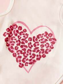 PETSIN 1件粉色豹纹爱心情人节印花宠物背心，米色运动风亲肤透气夏季宠物服装