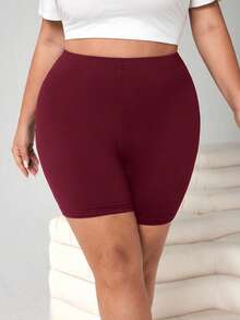 SHEIN CURVE+ 大码休闲纯色打底裤，夏季/乡村/海滩度假装/海滩装/沙滩服饰 - 彩色 - 查看 7