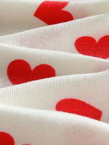 Cozy Pixies 2pcs Baby Girl Valentine's Day Heart Pattern Knit Soft Crew Neck Long Sleeve Top And Red Suspender Dress Set - Red - View 6