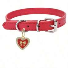 PETSIN Adjustable Classic Retro Collar For Pets, Dog, Cat, Pet Collar With Diamond-Studded Heart Embellishment - Multicolor - View 10