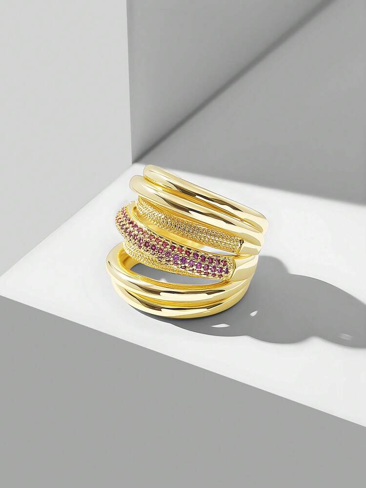 WOMEN'S FASHION RHINESTONE EMBELLISHED MULTI-LAYER RING