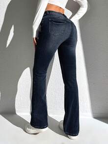 SHEIN ICON Casual Denim Long Pants, Minimalist And Fashionable For Everyday Wear - Dusty Blue - View 2