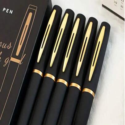 5/10/20 piezas de elegante juego de bolígrafos de gel negro y dorado, con acabado negro y dorado, adecuado para oficina, escuela y artículos de papelería profesionales de vuelta a la escuela