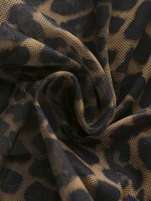 Roelina 女士性感褶皱细肩带豹纹透视拼接吊带背心，夏季 - 彩色 - 查看 3