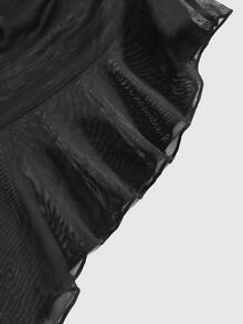 ROMWE Avant Spring/Summer Sexy Asymmetric Sheer Bandeau Top For Women - Black - View 3