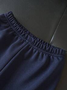 Toddler Boys' Casual Plaid Shacket With White Short Sleeve Tee And Navy Blue Pants Outfit - Multicolor - View 5