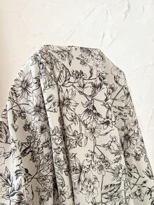 SHEIN CURVE+ 大码女式早春休闲度假乡村碎花七分袖杏色连衣裙 - 彩色 - 查看 12