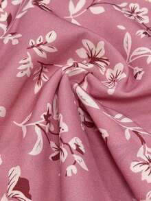 Breezaya 花卉印花蝴蝶袖侧边打结连衣裙酒红色长款女装 - 粉色 - 查看 3