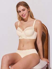 LUVLETTE Breathable Lace Elegance Push-Up Balconette Corset Lingerie Lounge Curve White Minimizer Bridal Intimates Bra Lingerie As Outerwear - White - View 5