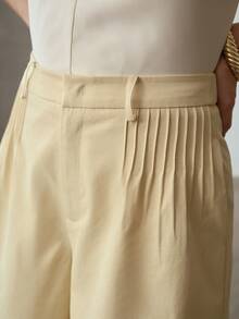 MOTF PREMIUM PANTALONES CORTOS DE ALGODÓN AMARILLO LAVADO ELEGANTES Y VERSÁTILES PARA MUJER - Amarillo - Ver 4