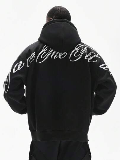 STYNVO 男士休闲字母印花连帽衫，秋冬款