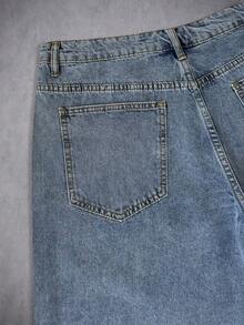 Manfinity ZONE917 Unisex Rhinestone Embellished Denim Shorts - Blue - View 7
