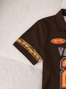 Rovax Women's Street Style Casual Printed Lapel Top - Black - View 3