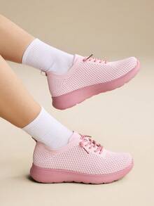 CUCCOO EASI Women's Casual Soft Bottom Breathable Mesh Shoes, Low Vamp Mesh Fabric Shoes, Versatile Shoes - Pink - View 7