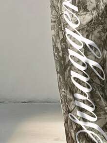 Rovax Quần nữ phong cách đường phố thường ngày thời trang, họa tiết rằn ri và phối cành cây, phù hợp cho mặc hàng ngày và thể thao, mùa xuân/hè. - Màu Xám nhạt - Xem 5