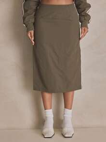 MUSERA Nylon Midi Skirt Side Stripe Skirt Summer, Sporty, Casual, Day, Streetstyle, Streetwear - Multicolor - View 1