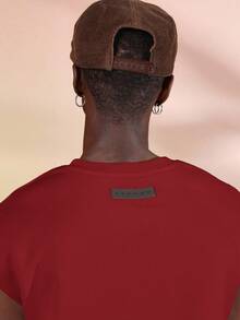 SUMWON Sleeveless V Neck Tank Top Casual Summer Cropped Tee Basic Wardrobe Essential Fashion Statement Piece Plain - Red - View 4