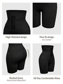 SHAPORA 女士纯色高腰塑形连体衣下装 - 黑色 - 查看 8