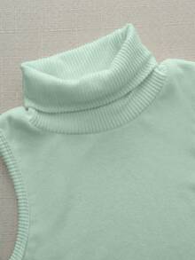 Franclia Áo vest dệt kim không tay thời trang mới cho mùa thu/đông dành cho nữ, dáng ôm, mềm mại và ấm áp, dày dặn, cổ cao, thích hợp mặc lót bên trong. - màu xanh lá - Xem 5