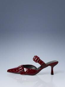 CUCCOO GRLICON Women's Pointed Toe High Heel Pumps With Metal Studs, Punk Style Spring Shoes Spring Break Easter Prom Heels - Red - View 2